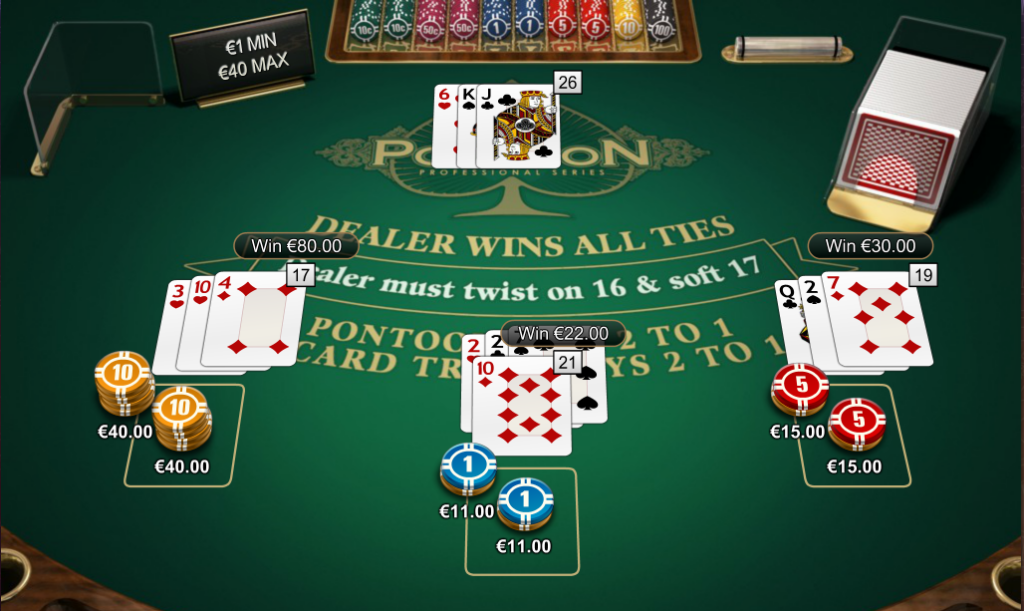 Pontoon blackjack online, juegos de azar, casino, juego de cartas